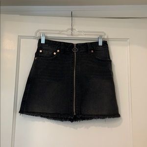 Free People Black Denim Skirt